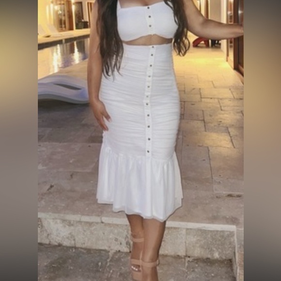 Alamour white ruffle midi skirt size small - Picture 4 of 8